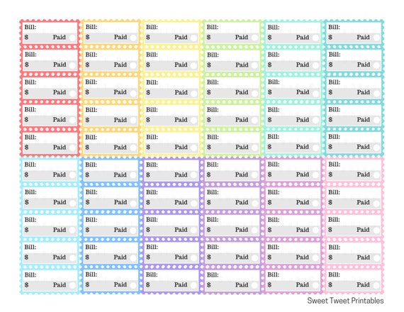 Pay Bill Stickers Bill Pay Planner by SweetTweetPrintables on Etsy