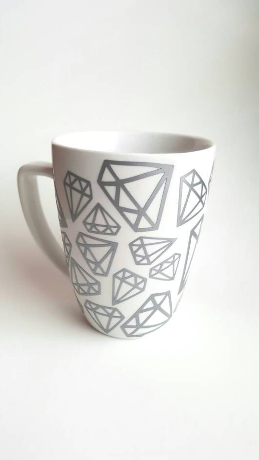 Diamond Print Mug / Diamond Pattern Coffee Cup / by TheVinylRabbit