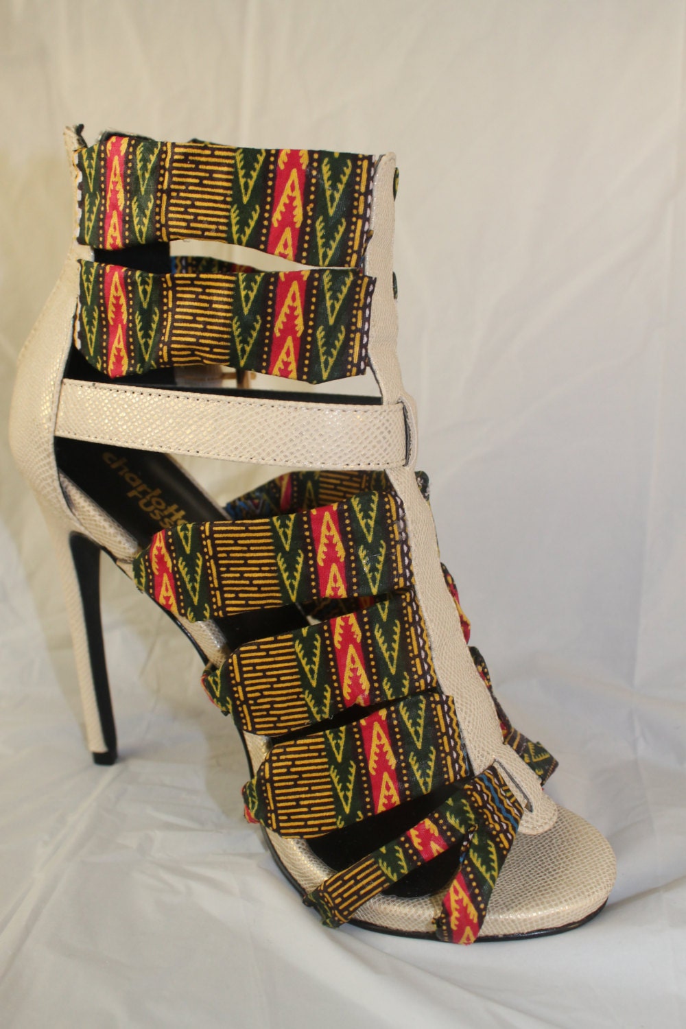 New redesigned african print high heels sandals