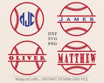 Baseball Split monogram SVG cut files DXF file instant download silhouette cameo cricut designs cut file Vector file baseball PNG Clip art