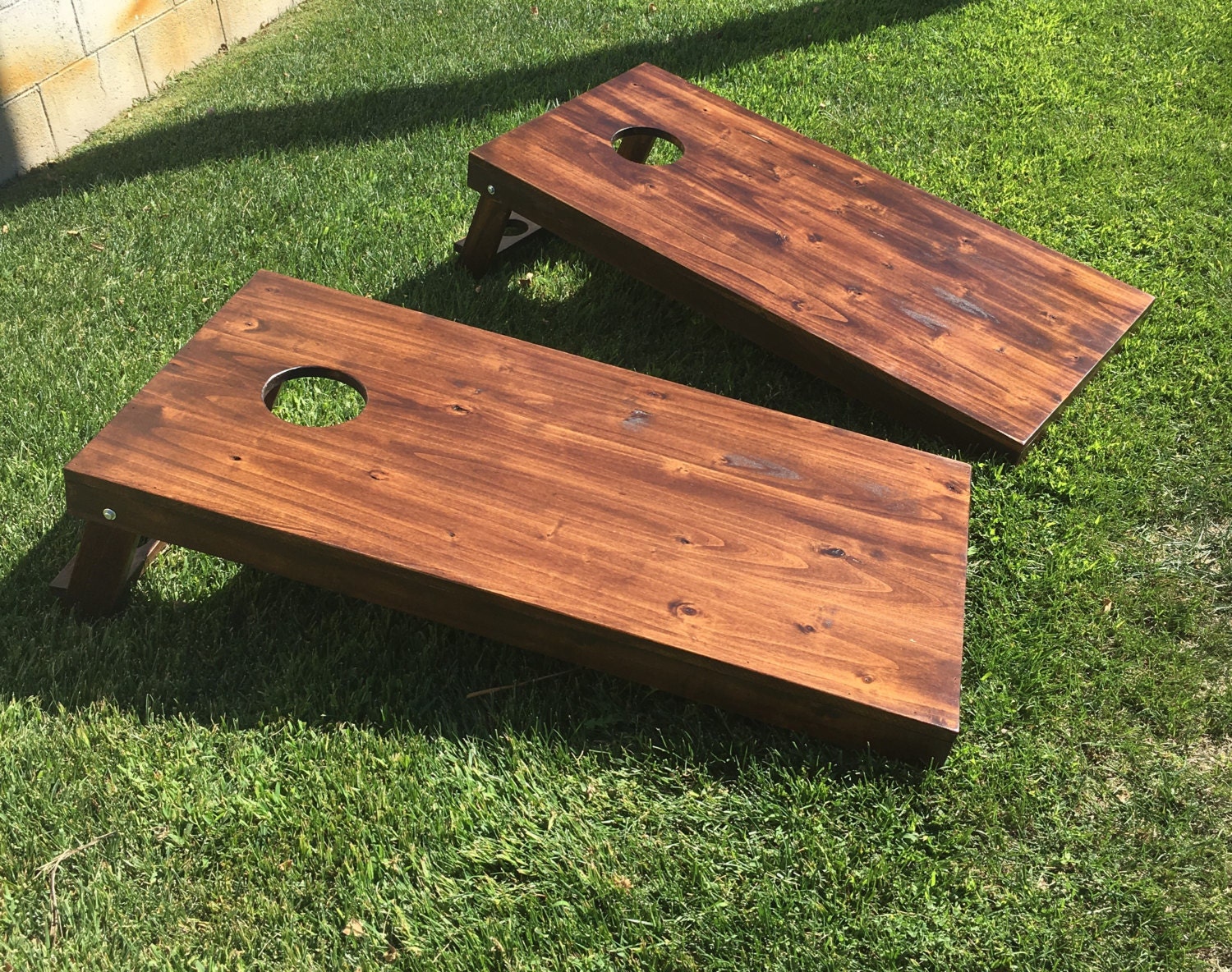 Cornhole Bean Bag Toss Game Rustic Handmade Solid Wood 2x4 2031