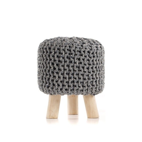 Pouf Ottoman Knitted Pouf Round Pouf Crochet Pouf 100 by Moblar