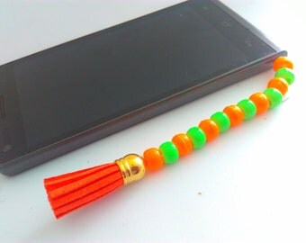 Neon cell phone charm, dust plug charm, phone charm, mobile phone charm, cell phone charm, tassel phone charm, cell phone charm, dust plug