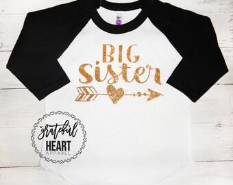 Big sister shirt, New baby announcement, Kids clothing, Big Sister t-shirt, Kids clothing, Kids raglan T Shirt