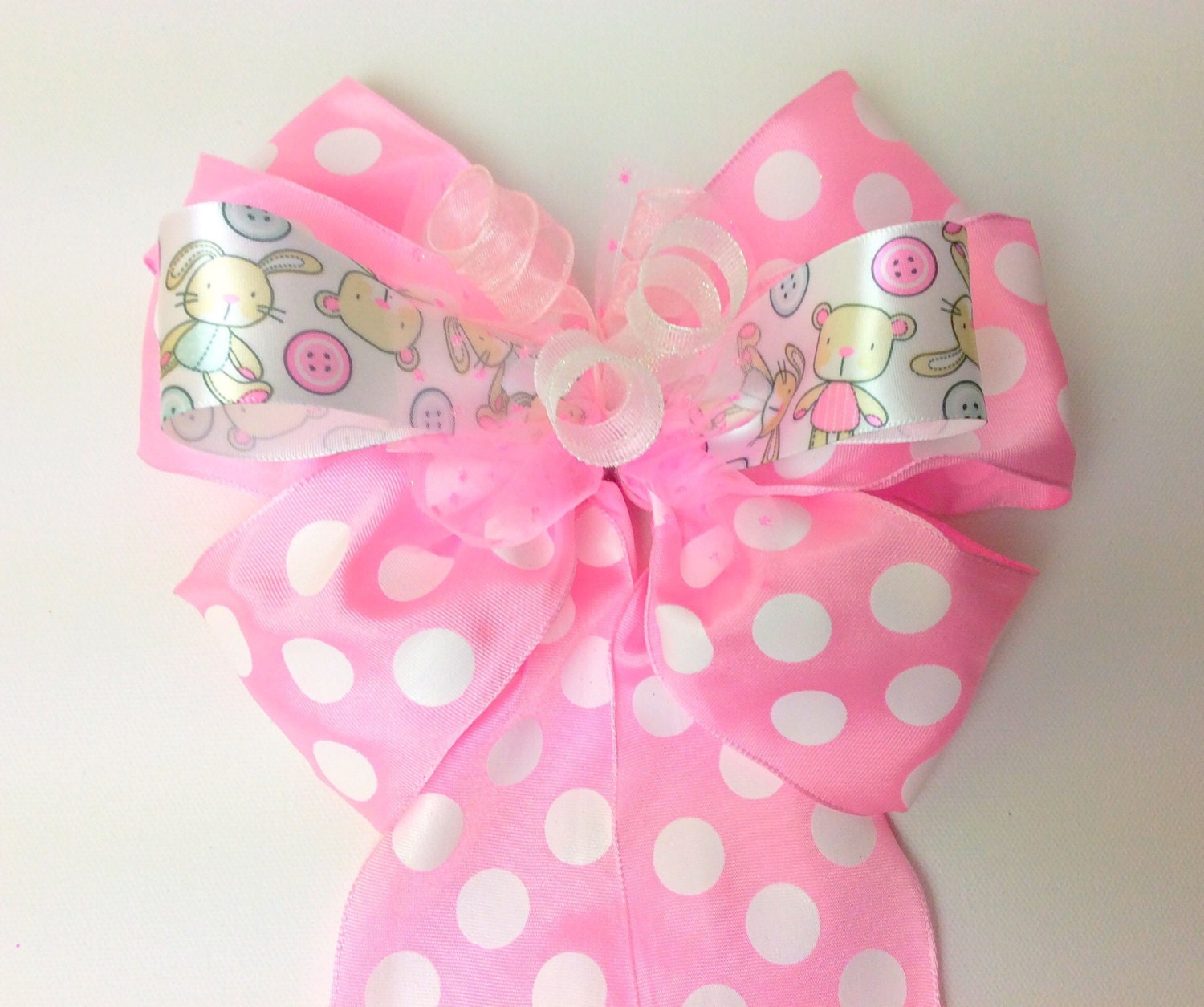 Pink White Gift bow Baby Shower bow Bridal Shower bow by ArtofBows