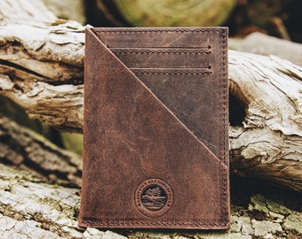 Coastal Pocket Wallet ~ Vintage Rustic Handcrafted ~ Genuine Leather ~ Slim ~ Money Clip Pouch ~ Canada ~ Georgian Bay Collective