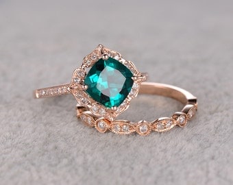 Emerald engagement rings etsy