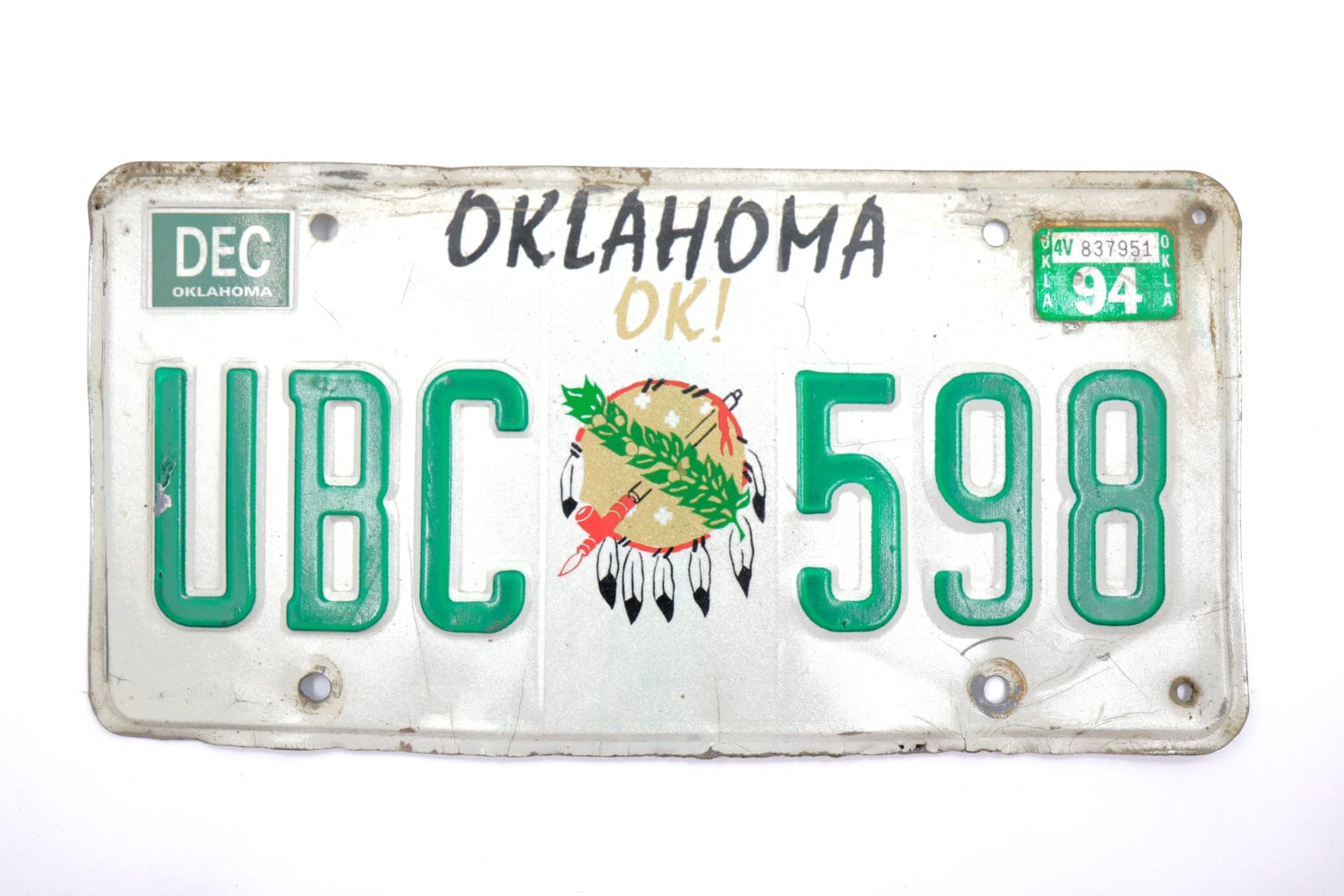 Oklahoma License Plate Number UBC 598 Oklahoma by AmericanAntique