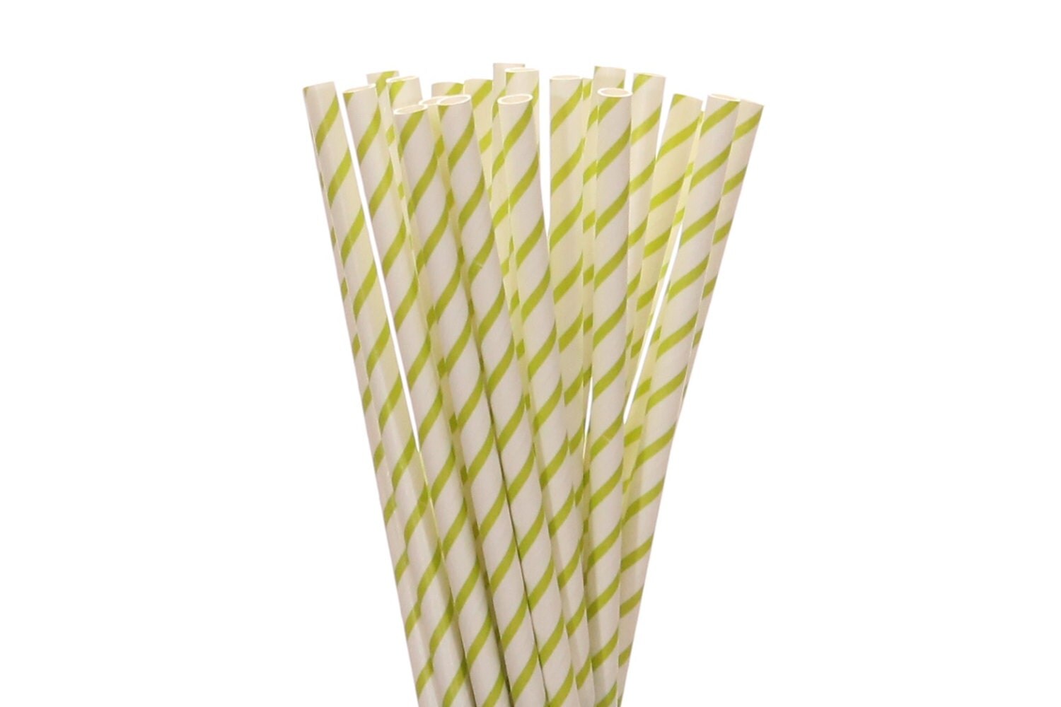 Paper Straws Lime Green Narrow Striped Paper Straws Spring