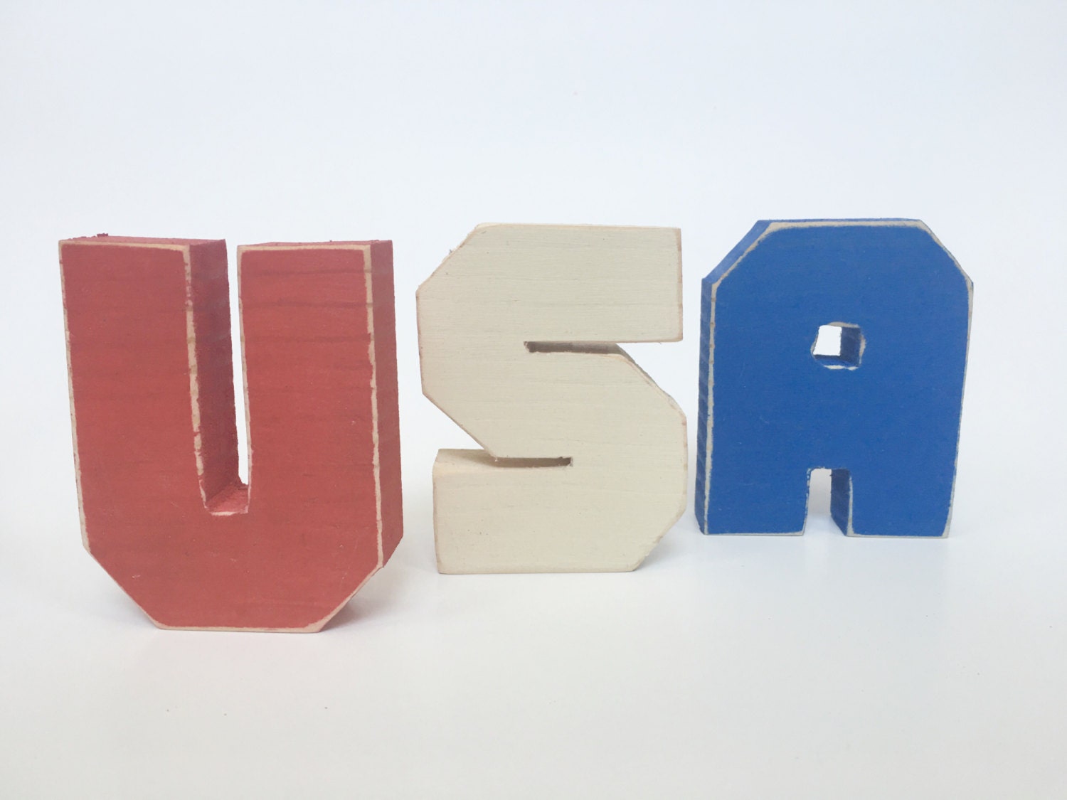 Wood USA block letters 4th of July decor Fourth of July