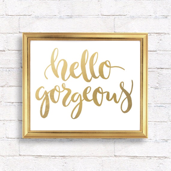 Hello print gold printable wall art gold foil