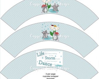 Dance In The Rain Mouse Inspirational Cupcake Wrappers, Life Is Not Waiting For the Storm to Pass, It's about Learning to Dance in The Rain