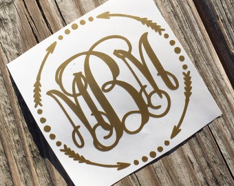 Monogram Vinyl Decal | Personalized Arrow Monogram Decal | Circle Monogram | Monogram Sticker | Laptop Monogram | Yeti Cup Monogram