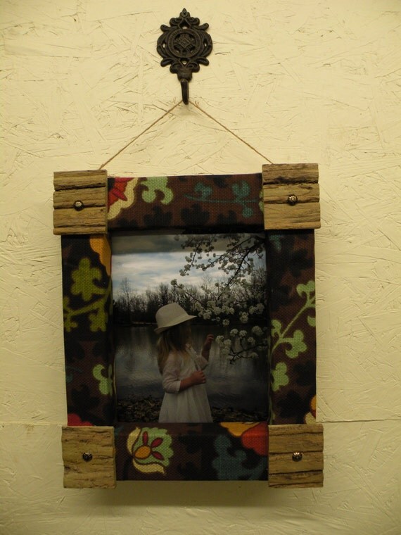 Hanging Picture Frame 8x10 Floral Material Covered with
