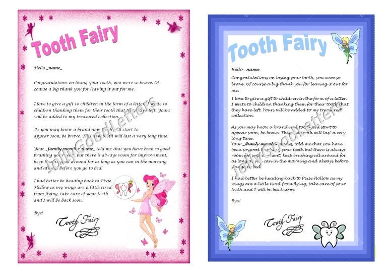 toothfairy letter for boys