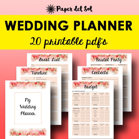 Wedding Planner Printable Wedding Planner Book Printable