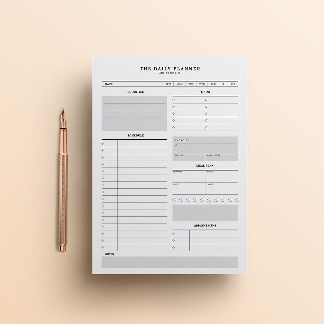 The Daily Planner Printable To Do List Diary Journal