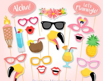 Printable Flamingo Party Photo Booth Props - Flamingo Photobooth Props - Flamingo Printable Props - Flamingle Party - Pink Tropical Party