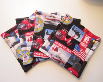 United States Coast Guard Fabric Coaster Set, Coast Guard, USCG, Coasters, Fabric Coasters, Coaster Set, Fabric Coaster Set, Retirement Gift