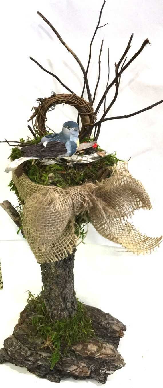 Shabby chic rustic bird table centerpiece decor / a rustic