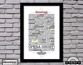 The Phantom Of The Opera - Framed - Quotes - Lyrics - Typography Print