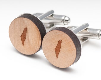 Israel Wood Cufflinks Gift For Him, Wedding Gifts, Groomsman Gifts, and Personalized