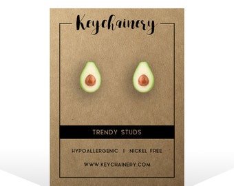 Avocado Stud Earrings - Vegan Stud Earrings - Fruit Stud Earrings - Nickel-free Stud Earrings