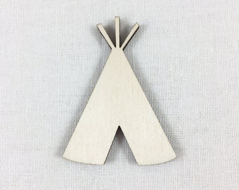 Wood TeePee Shape, Unfinished Wood Tee Pee Laser Cut Shape, DIY Craft Supply, Many Size Options, DIY Nursery Wall Art