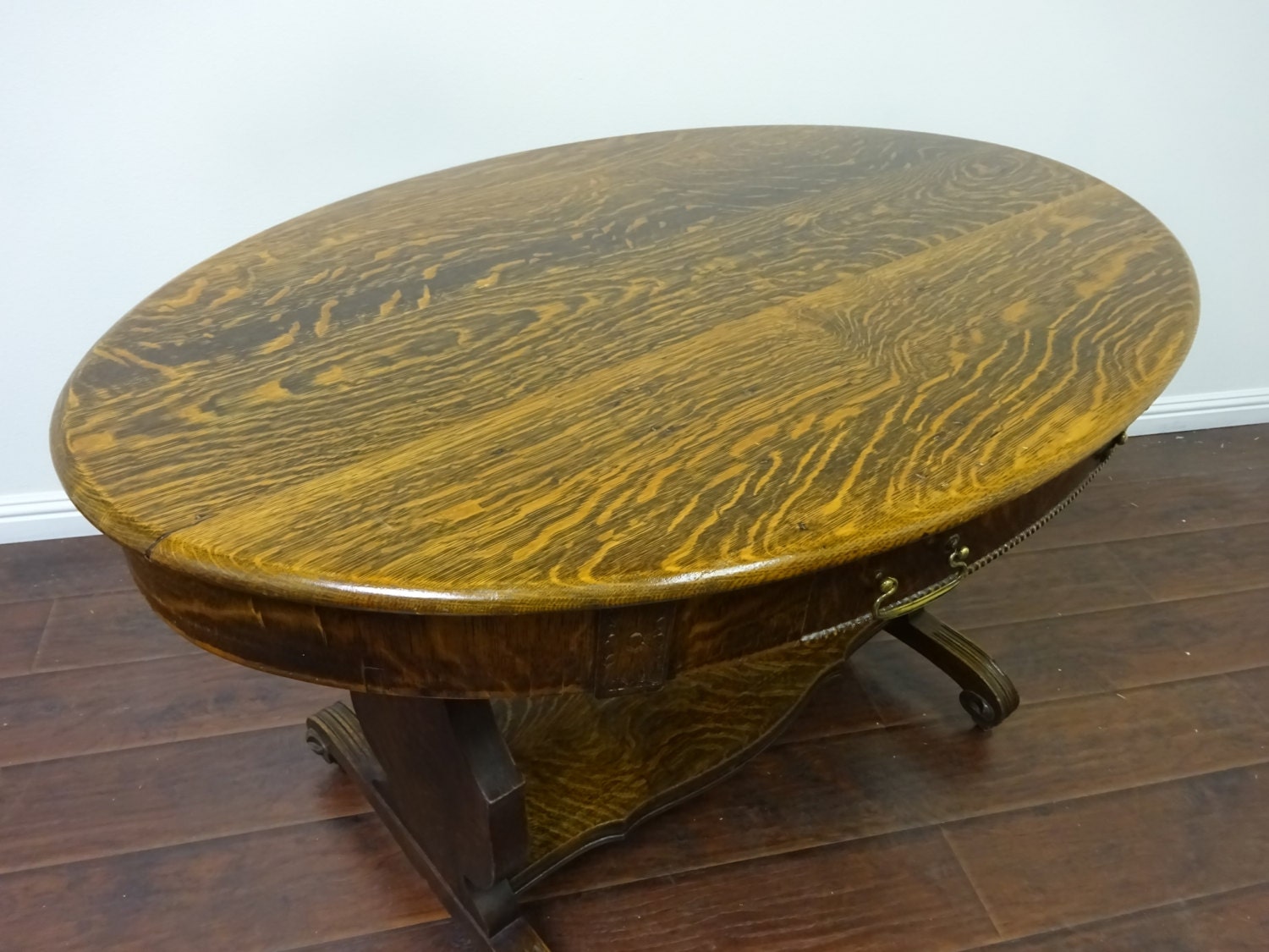 Vintage 1930's Tiger Wood Library Table by YesterdaysNewsLV
