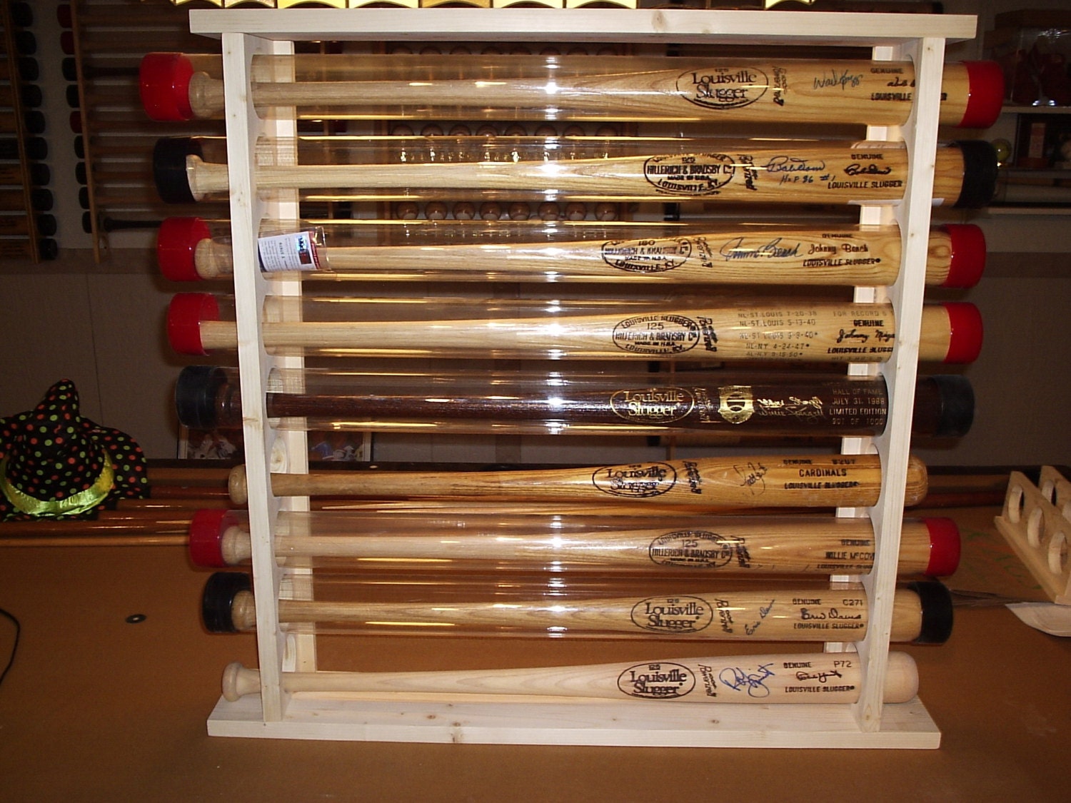Baseball Bat Display Rack Free Standing Holds 11 Bats