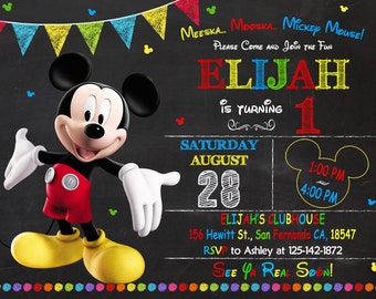 Mickey Mouse Invitation Printable, Mickey Mouse Birthday Party