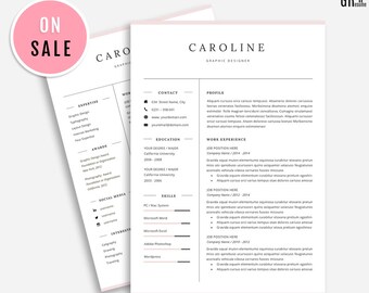 40% OFF Resume Template - Simple Resume Template - CV Template - Instant Digital Download - Caroline