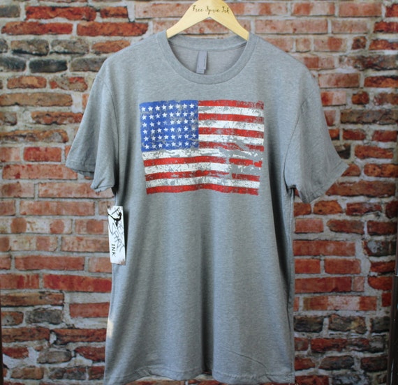 American Flag Crew Neck Shirt. Fathers Day Gift. American Flag