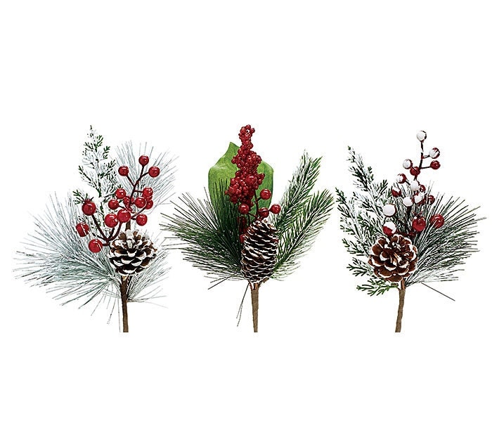 12 Christmas Floral Picks Artificial Pine by