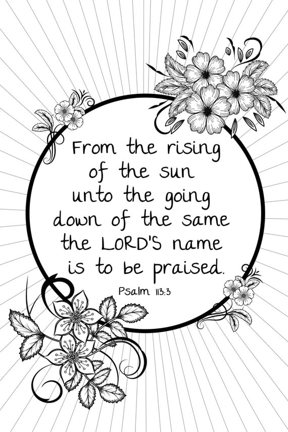 Download Items similar to Bible Verse Adult Coloring Page Psalm 113:3 on Etsy