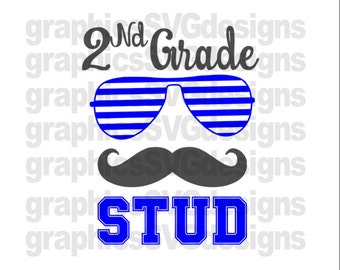 2nd Grade Stud SVG File For Cricut and Cameo DXF for Silhouette Studio Cutting File Back to school svg, Boy svg, 2nd Grade svg