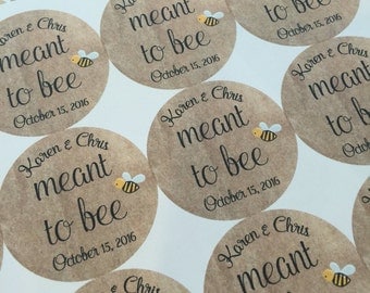 Meant to Bee, Wedding Favors, Wedding Favor Stickers, Custom Stickers. Popcorn Favors. Wedding. Popcorn Stickers. Meant to Be.