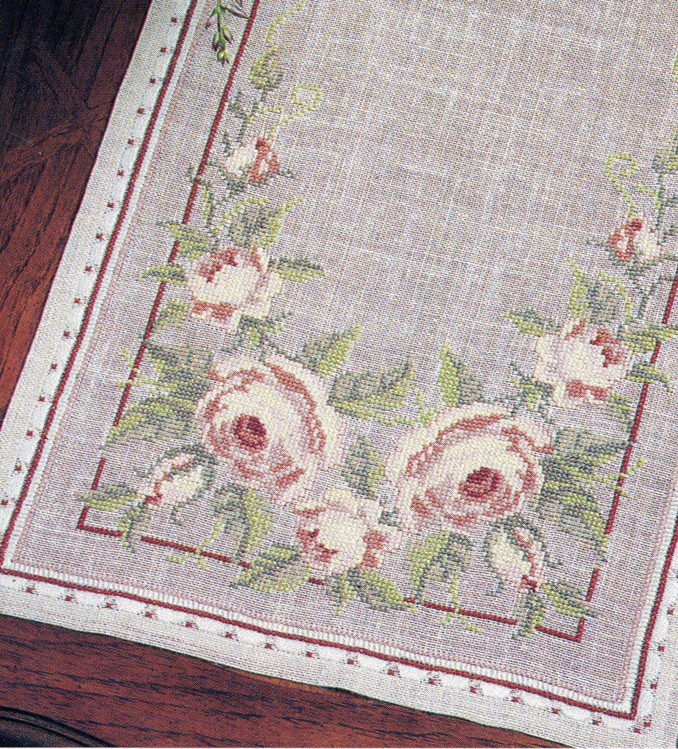 Permin Rose Table Runner cross stitch table linens