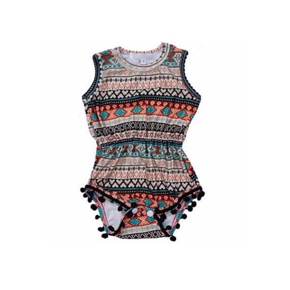Baby Rompers Girl Rompers pom pom romper by StellasCoutureBtq