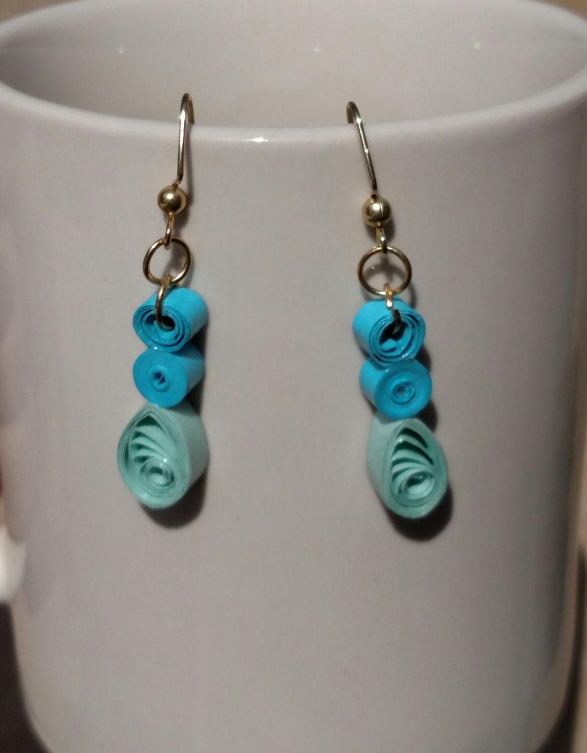 Paper Quilled Earrings Filagree Turquoise Earrings Paper