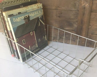 Vintage Wire Basket, Wire Freezer Basket, Metal Basket, Storage, Basket, Industrial Decor, Rustic Decor, Cottage Chic, Home Decor