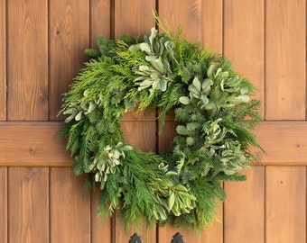 California Greens Wreath | Christmas Wreath | Holiday Wreath | Christmas Door Decorations | Wreaths for Christmas | Wreaths for the Holidays