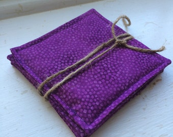 Purple fabric coasters. Set of four. Perfect for a hostess gift!