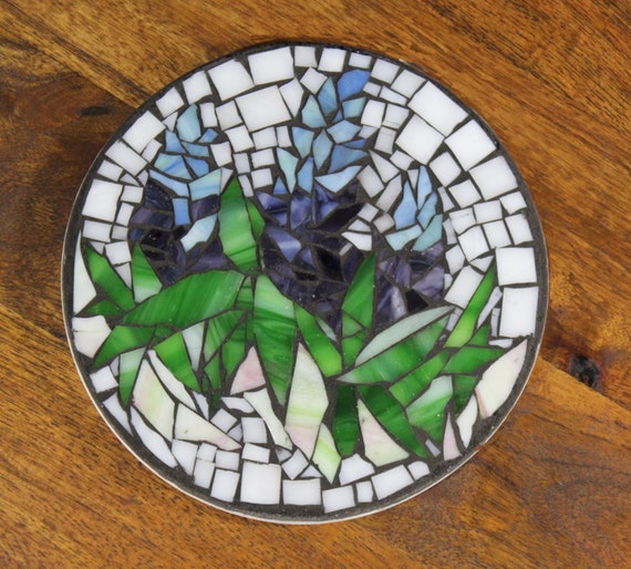 Handmade Lupine Flower Mosaic Trivet Plate by GreenStudioGoods