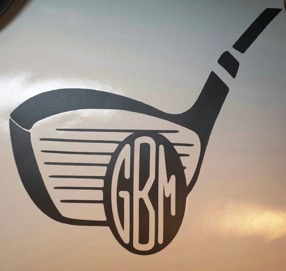 Items similar to Monogram Golf Club and ball Car Decal 5.25