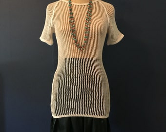 70's/80's Boho Ladder Stitch Tunic Tee