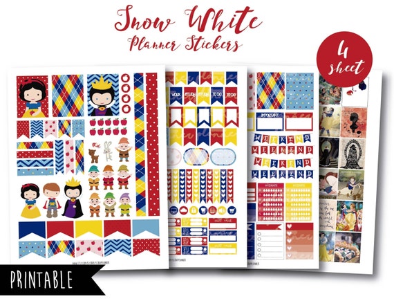 Snow White planner-snow white stickers-Disney by iScrapplanner