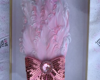 Baby Toddler Child Pink Bow feathered headband