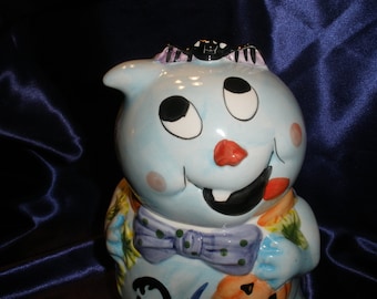 vintage Halloween Ghost Cookie Treat Jar Cute!
