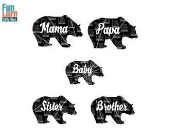 Mama Bear SVG, Papa Bear SVG,Bear Family ,svg png dxf eps for Silhouette Cameo, Cricut